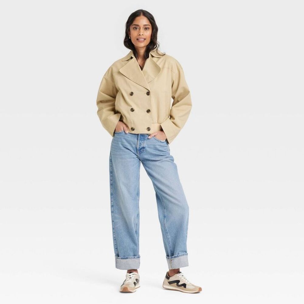 Universal Thread Cropped Double-Breasted Beige Jacket - Picture 3 of 6